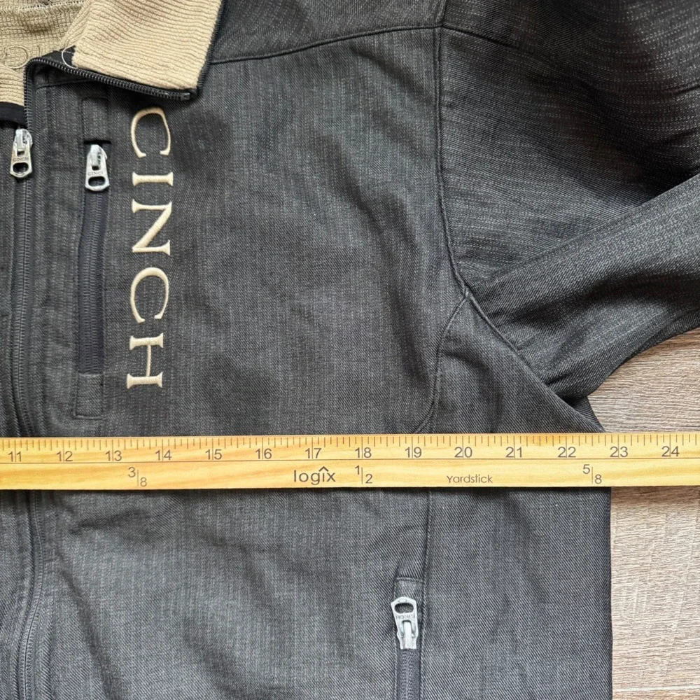 Cinch‎ Bonded Softshell Jacket Large Regular Black Heather Fleece Lined Logo